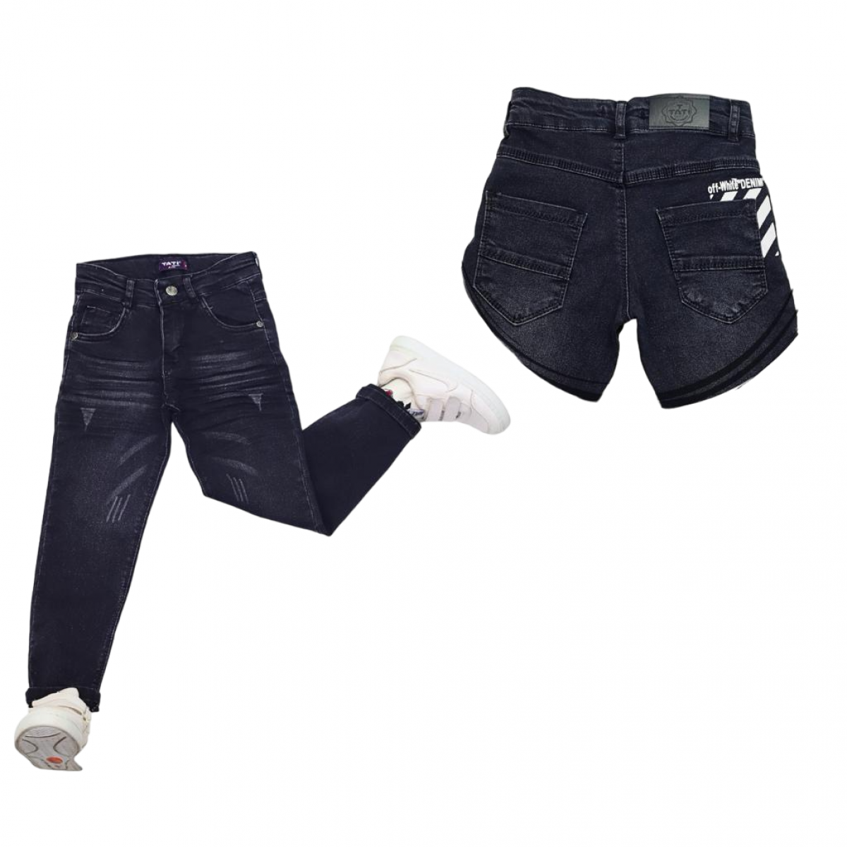 TATİ 5875-2 5-8Y BASKILI KRINKIL KOT PANTOLON