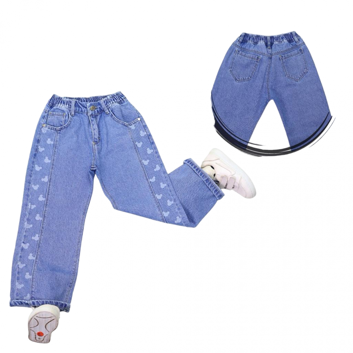 TATİ 1616-1 5-8Y MAVİ MİKİ LAZERLİ KIZ KOT PANTOLON