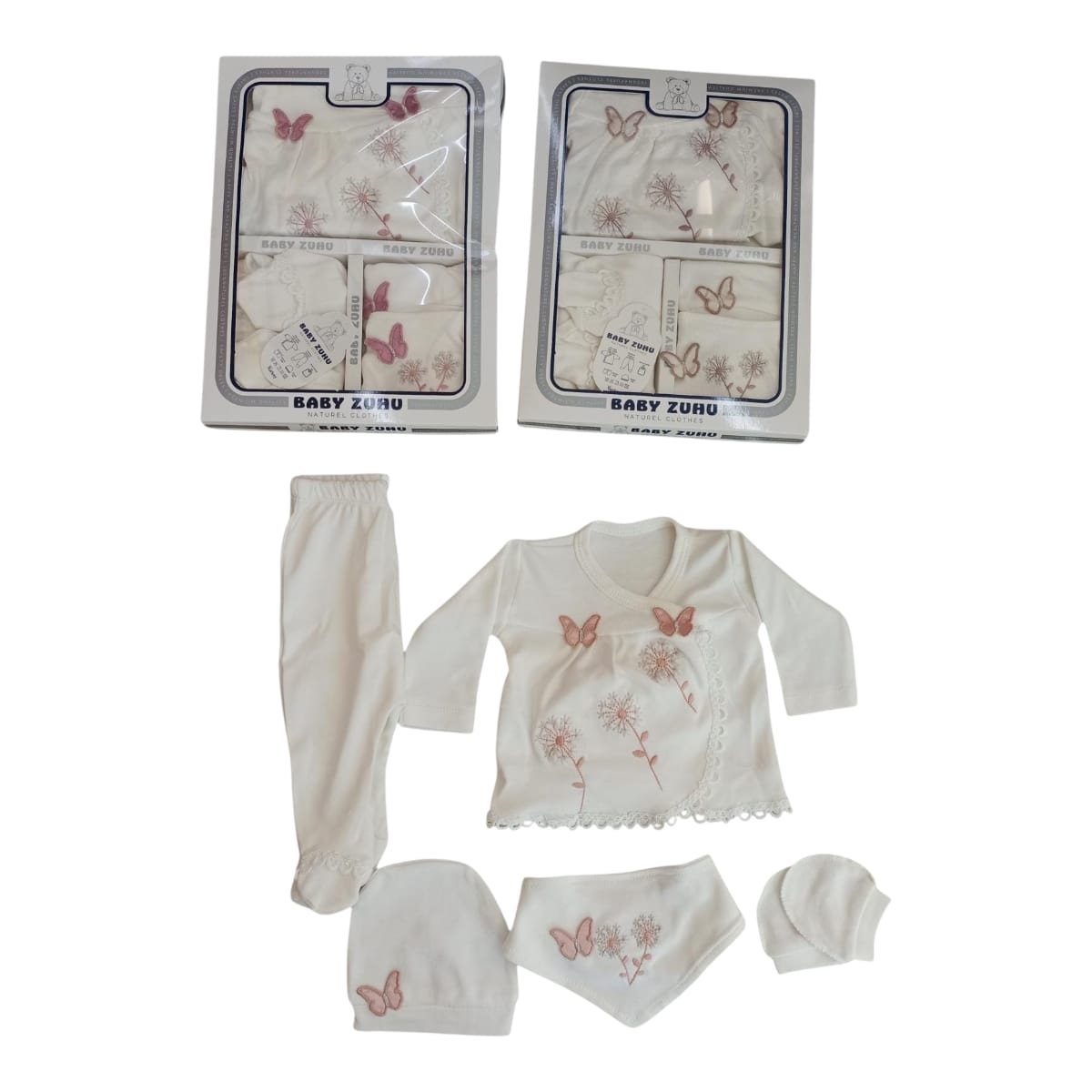 BABY ZUHU 015 0-3AY ÇİÇEKLİ KELEBEK 5 Lİ SET