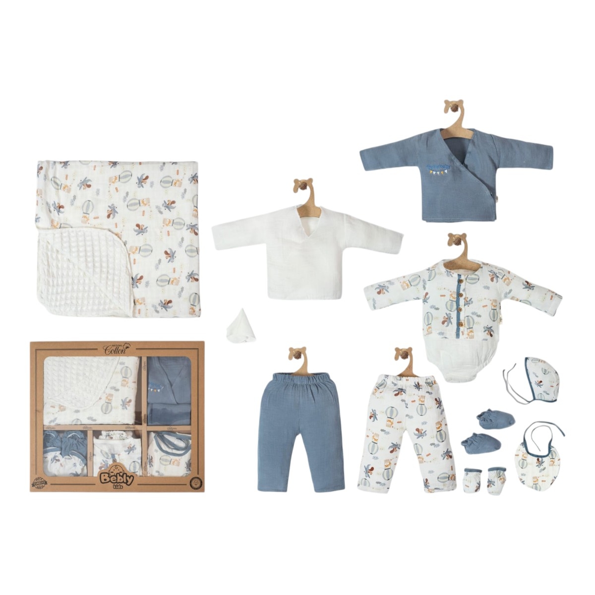 BEBLY 10001 0-3AY FİGÜRLÜ ERKEK 10LU SET