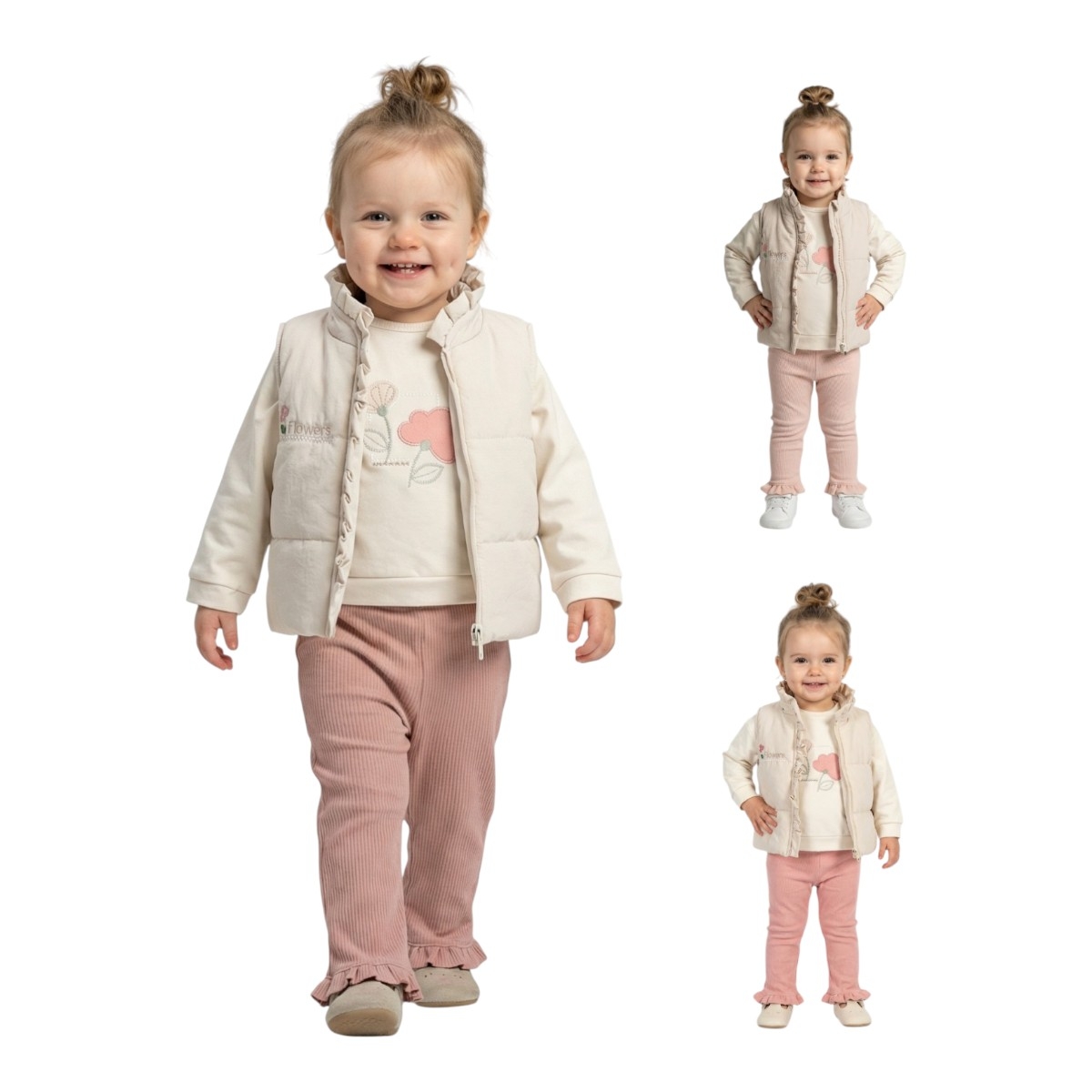 CANCUNO 2541 9-18AY FLOWERS YELEKLİ TAKIM