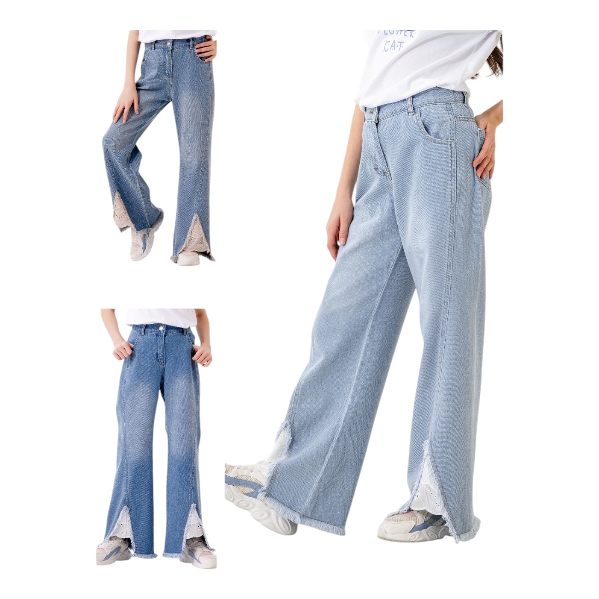 CEMİX 2192-2 4-9Y PAÇA FİSTOLU KOT PANTOLON