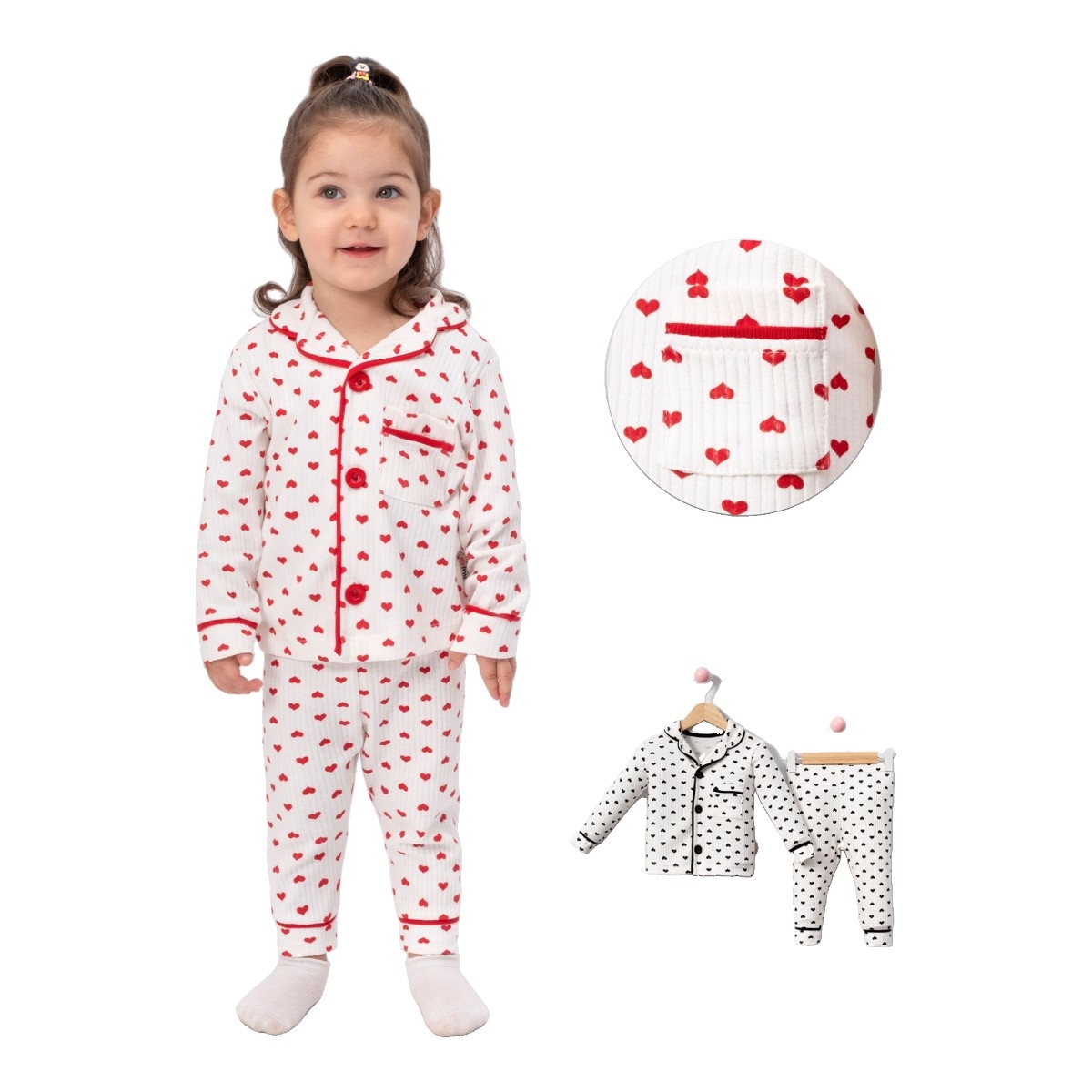 DOLAŞ 1087 6-24AY KALP BASKILI PİJAMA TAKIM