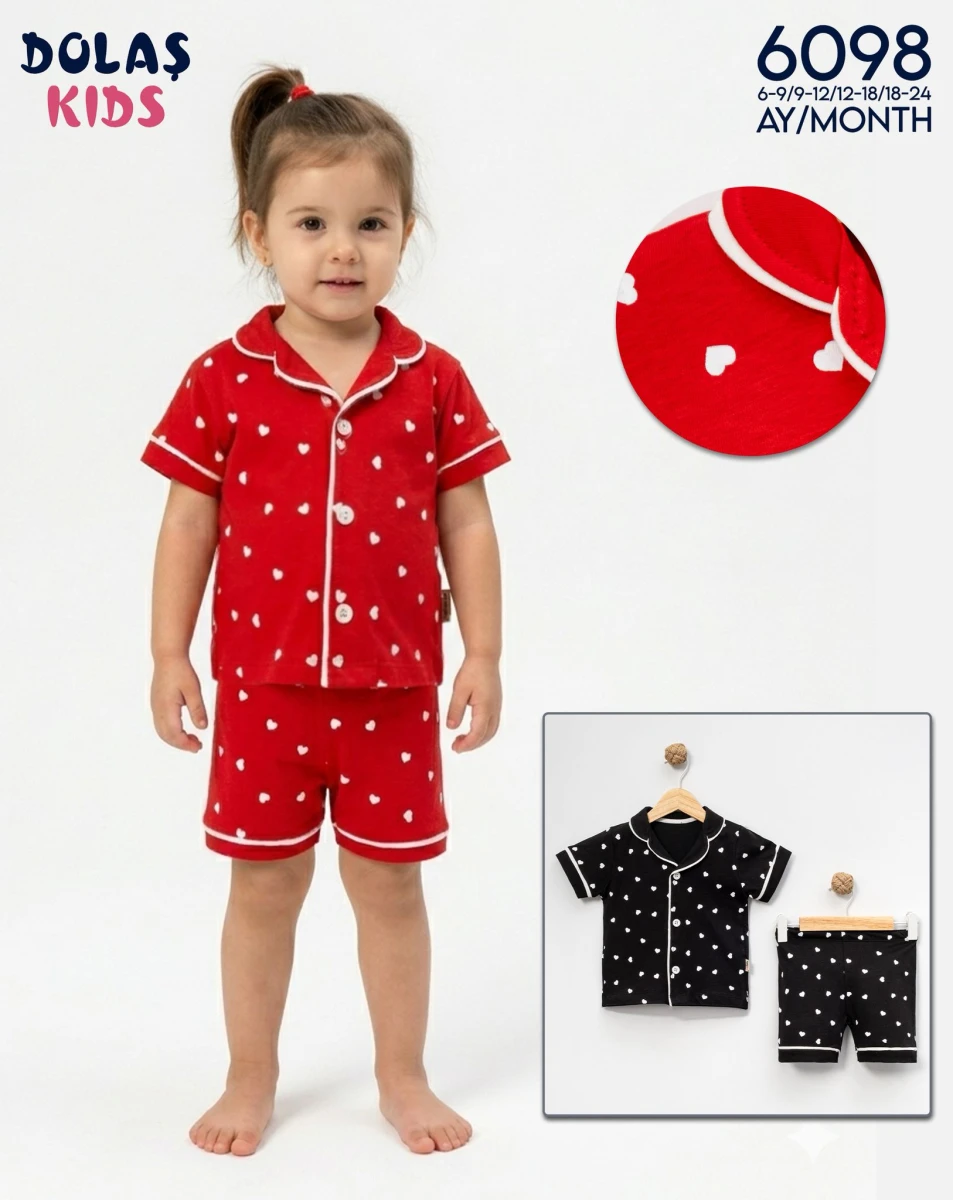 DOLAŞ 6098 6-24AY KÜÇÜK KALP BASKILI PİJAMA