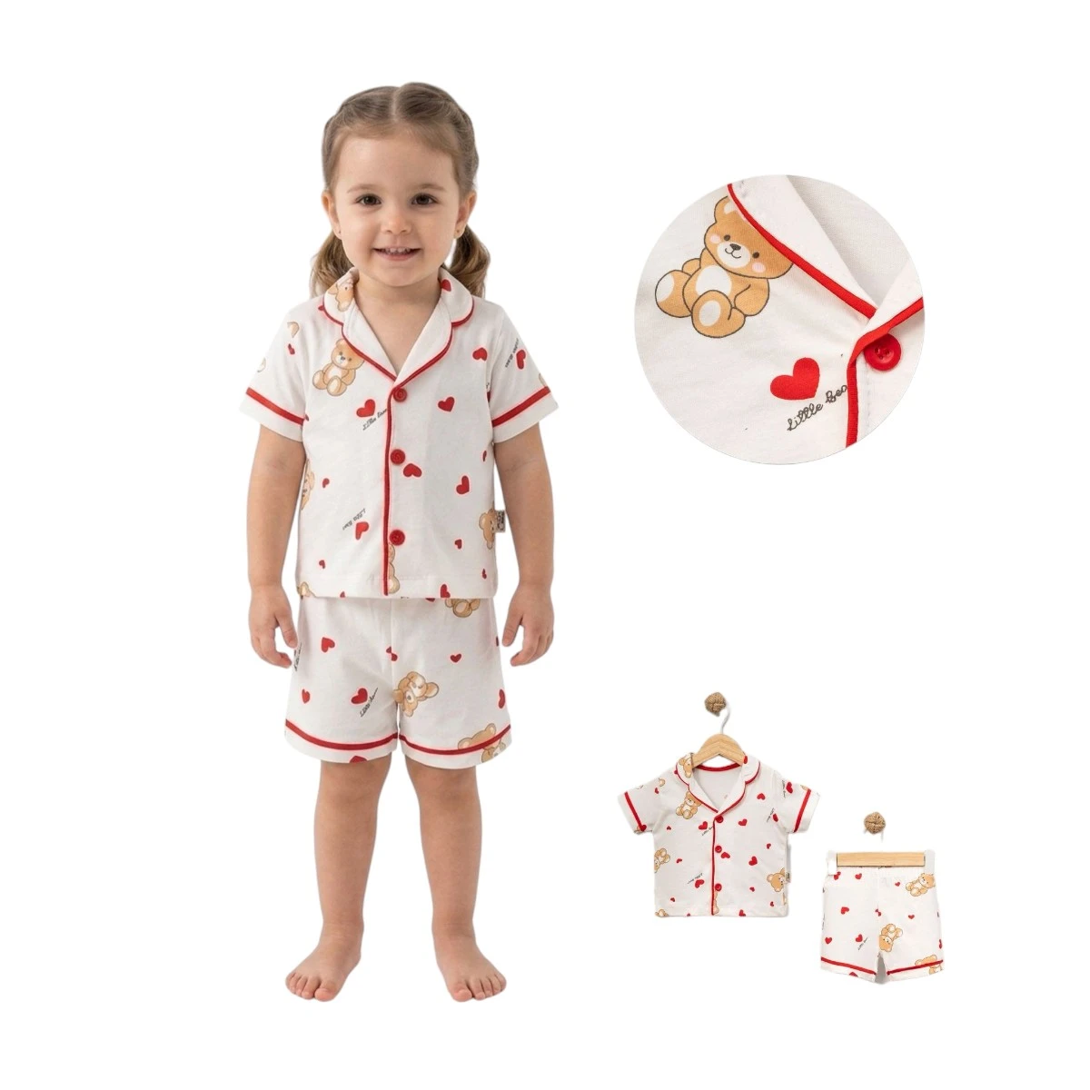 DOLAŞ 6114 6-24AY KALP AYICIK BASKILI PİJAMA