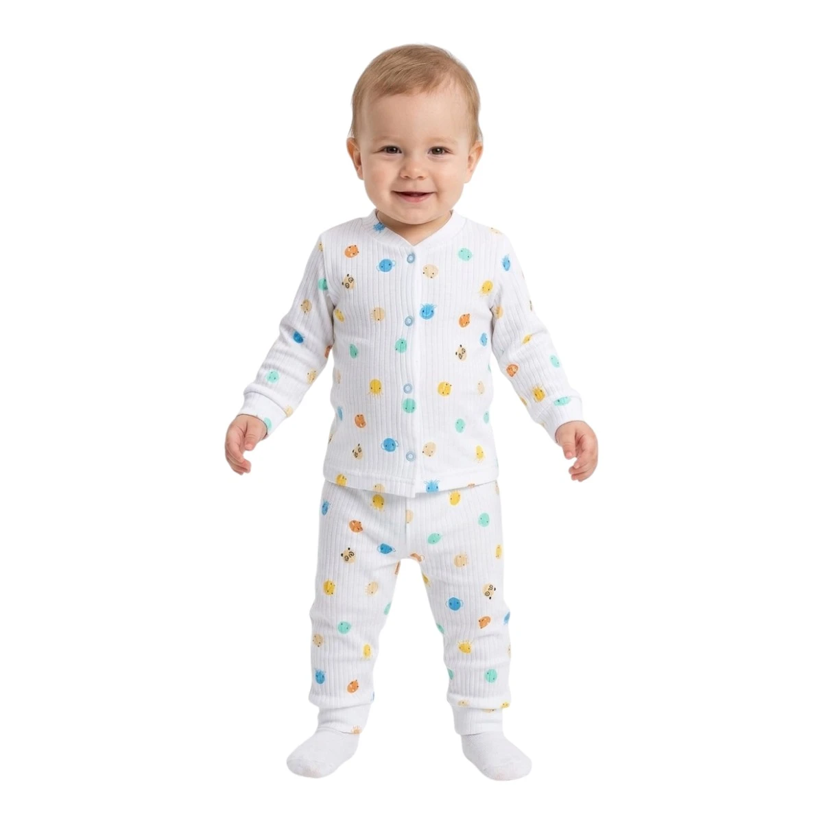 Emoji Raporlu Çıtçıtlı Pijama
