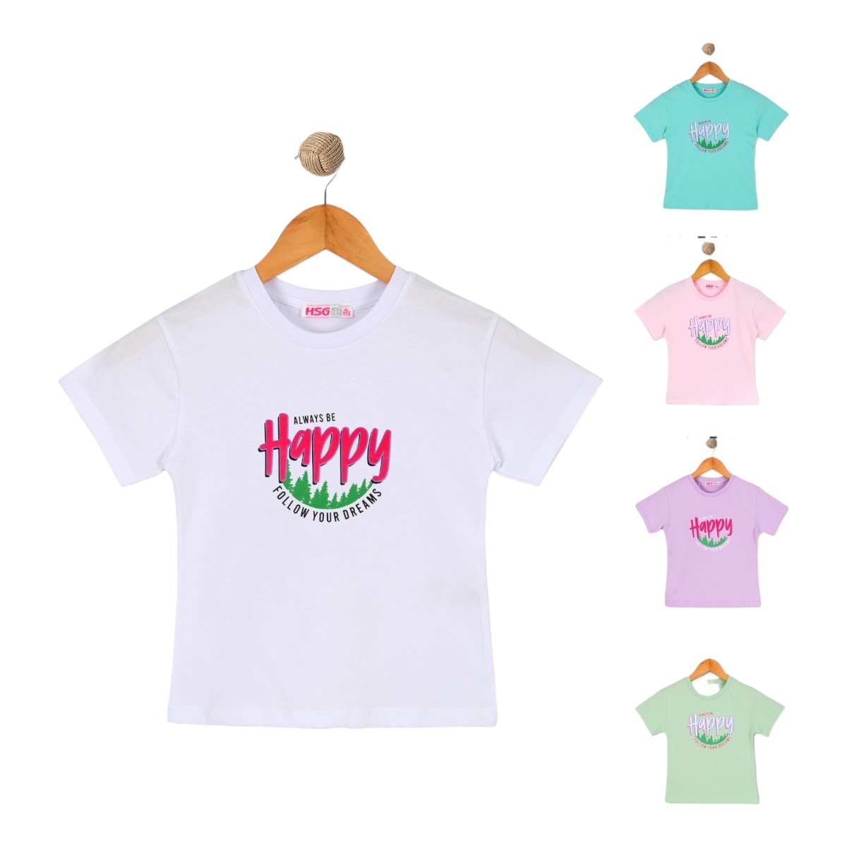 HSG 6252116 6-9Y HAPPY BASKILI KIZ TİŞÖRT