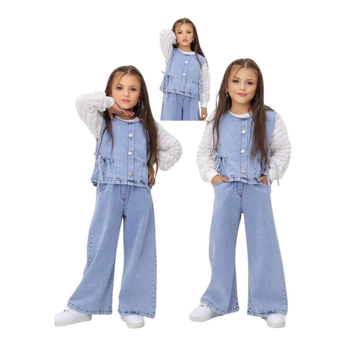 İNCİLAY 2602 6-10Y JEANS 3 LÜ KIZ TAKIM