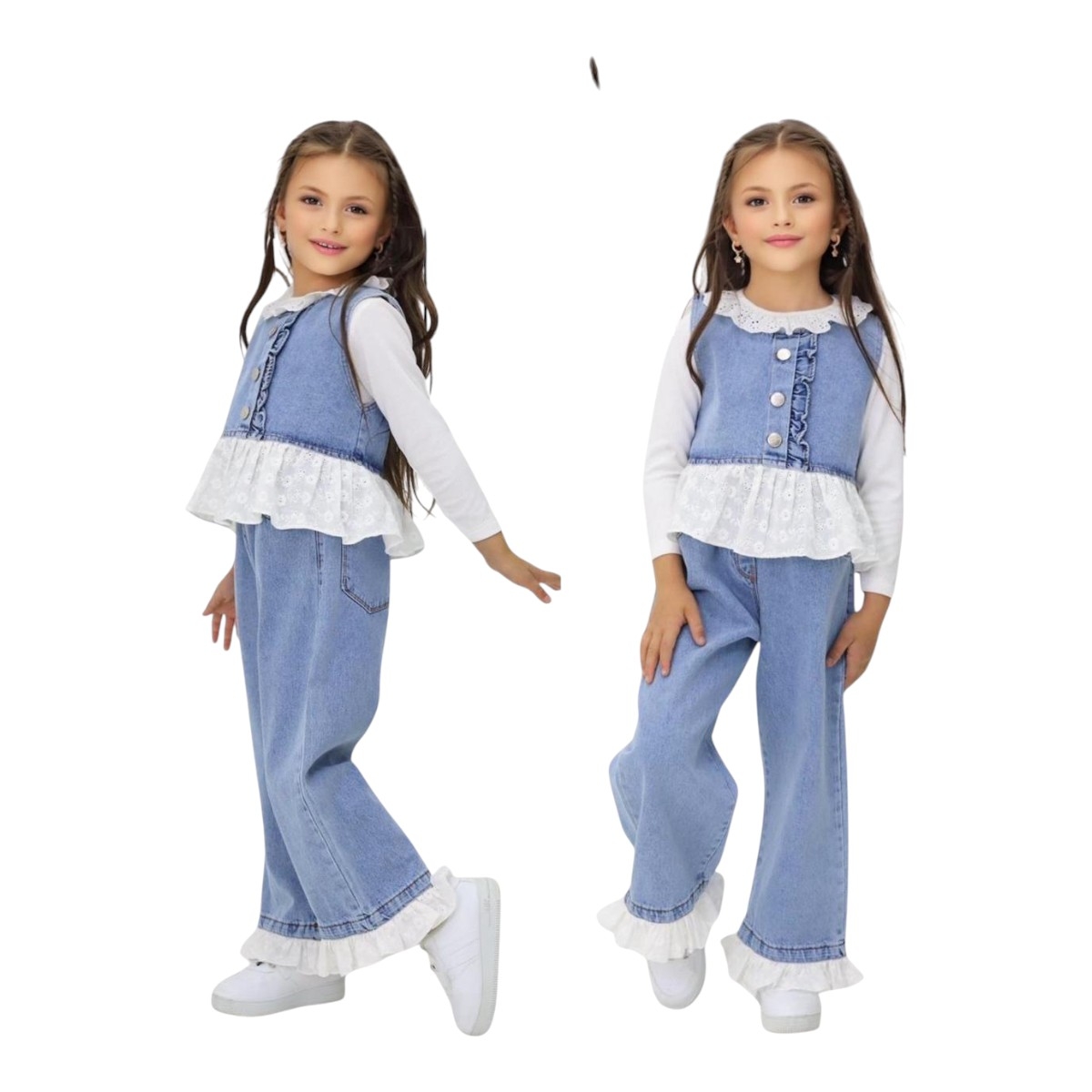 İNCİLAY 2604 6-10Y JEANS 3 LÜ KIZ TAKIM