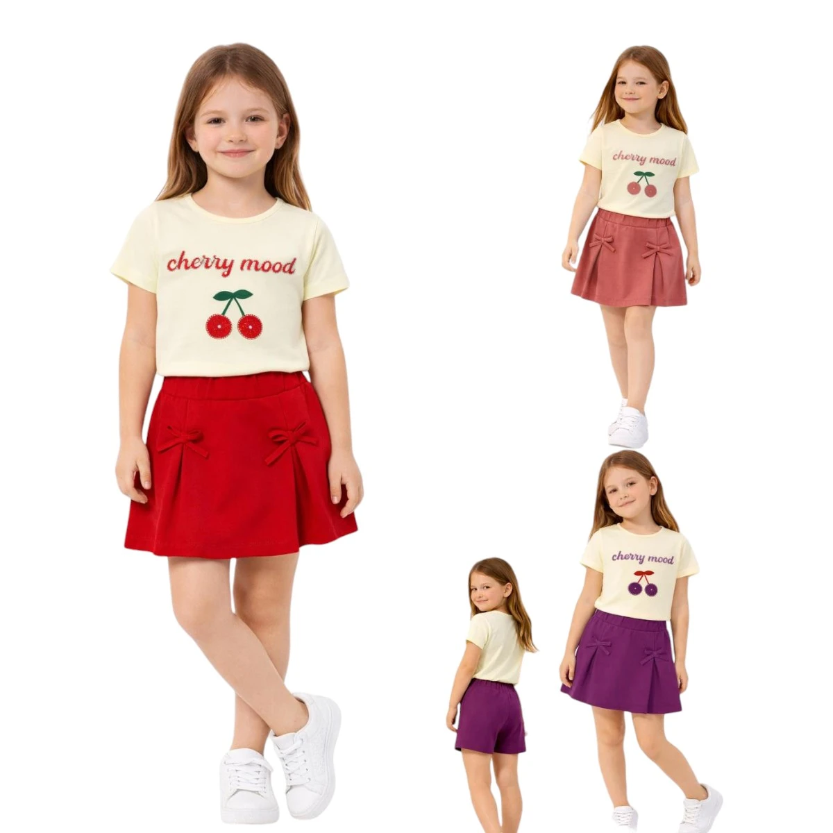LUMİNO 30461 4-8Y KİRAZ BASKILI 2 Lİ TAKIM