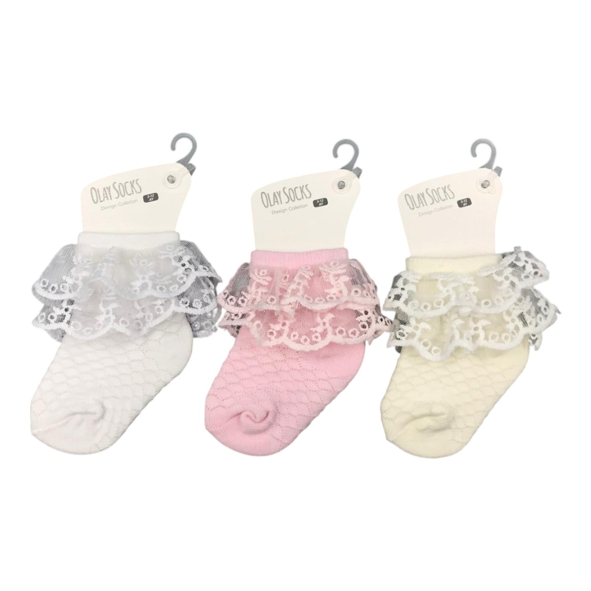 OLAY 0487-1 1-2Y PETEK DESEN DANTELLİ KIZ ÇORAP