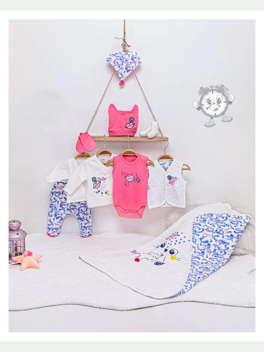 ÖPÜCÜK KIZ YELEKLİ 10 LU SET PEMBE