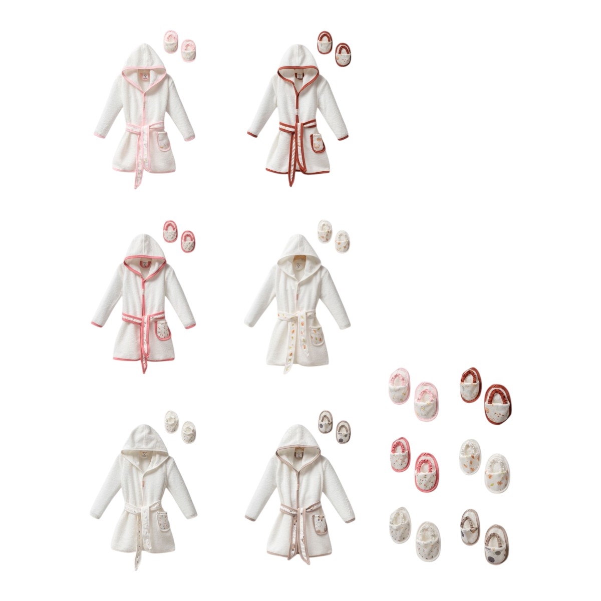 RAMEL 493 1-4Y 2 Lİ BASKI BEBE BORNOZ SET
