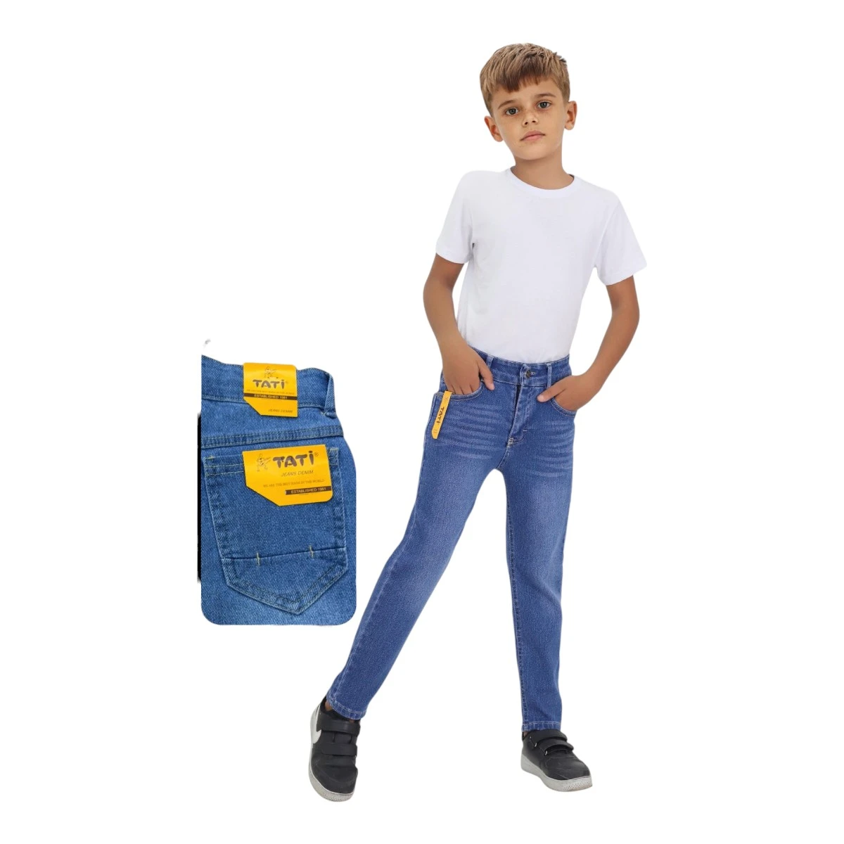 TATİ 1218-2 5-8Y MAVİ LİKRALI YIPRATMA PANTOLON