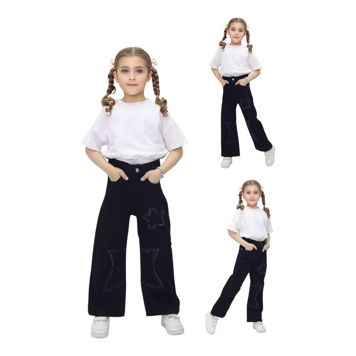 TATİ 6036-1 6-10Y BLACK YILDIZLI KOT PANTOLON