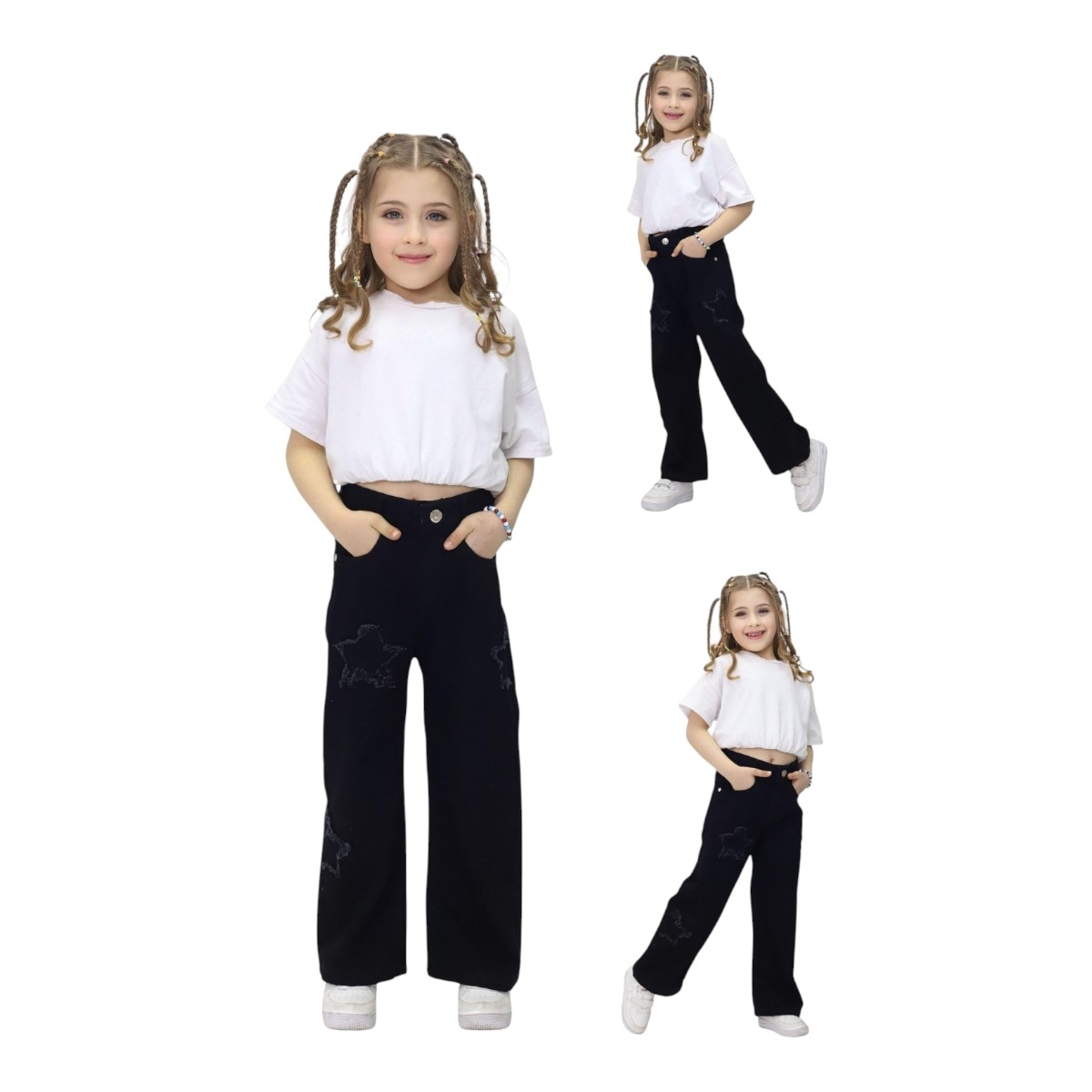 TATİ 6080-1 6-10Y BLACK YILDIZLI KOT PANTOLON