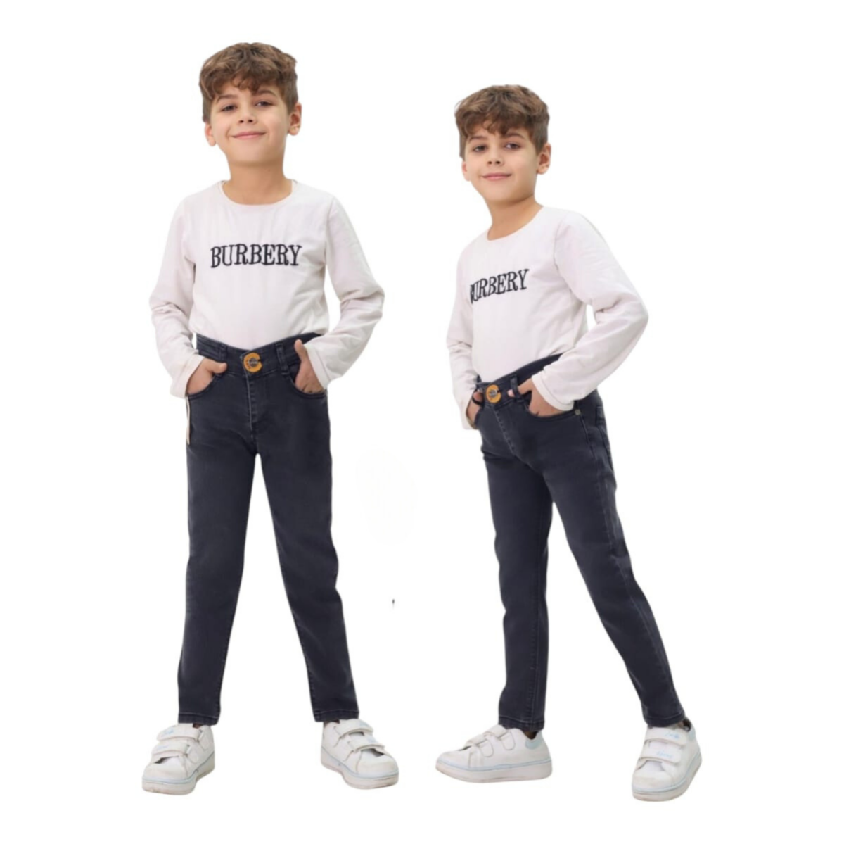 TATİ 6746-2 5-8Y LİKRALI GRİ YIPRATMALI KOT PANTOLON