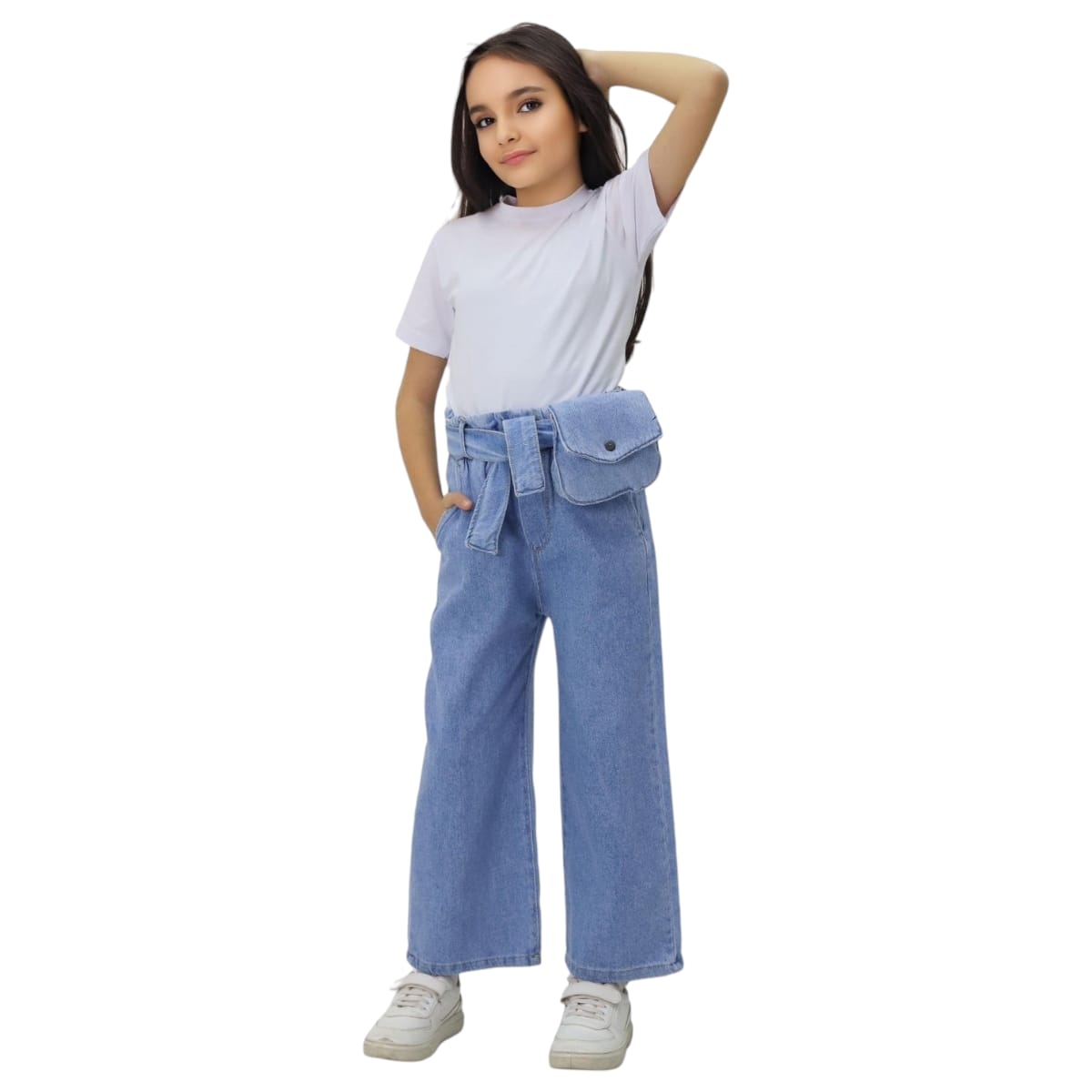 TATİ 6787-2 9-12Y KIZ LASTİKLİ  MAVİ KOT PANTOLON
