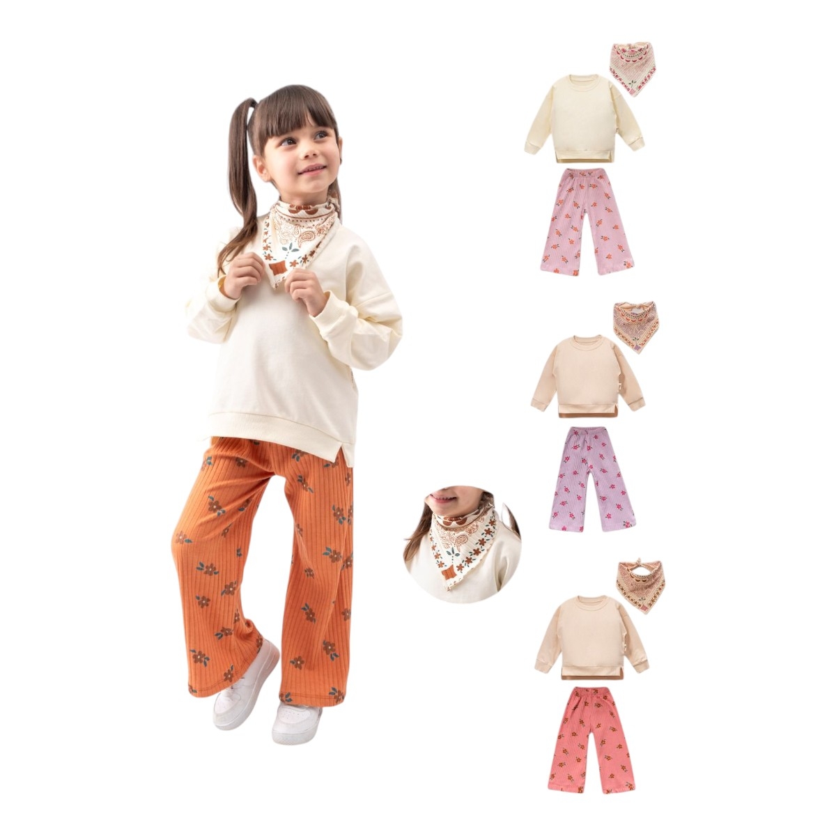 VOVİDO 2613 2-6Y ETNİK DESEN FULARLI TAKIM