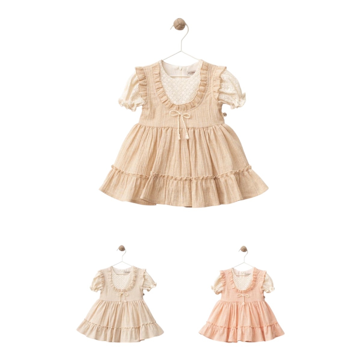 WONDRESS 1204 9-24AY FİYONKLU KETEN ELBİSE