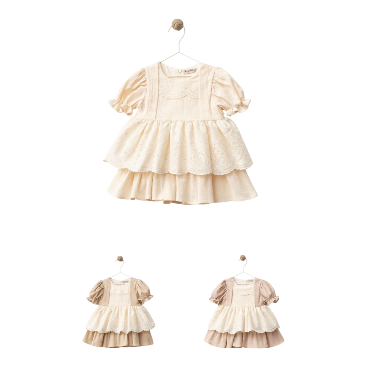 WONDRESS 1219 9-24AY KRINKIL BRODELİ ELBİSE