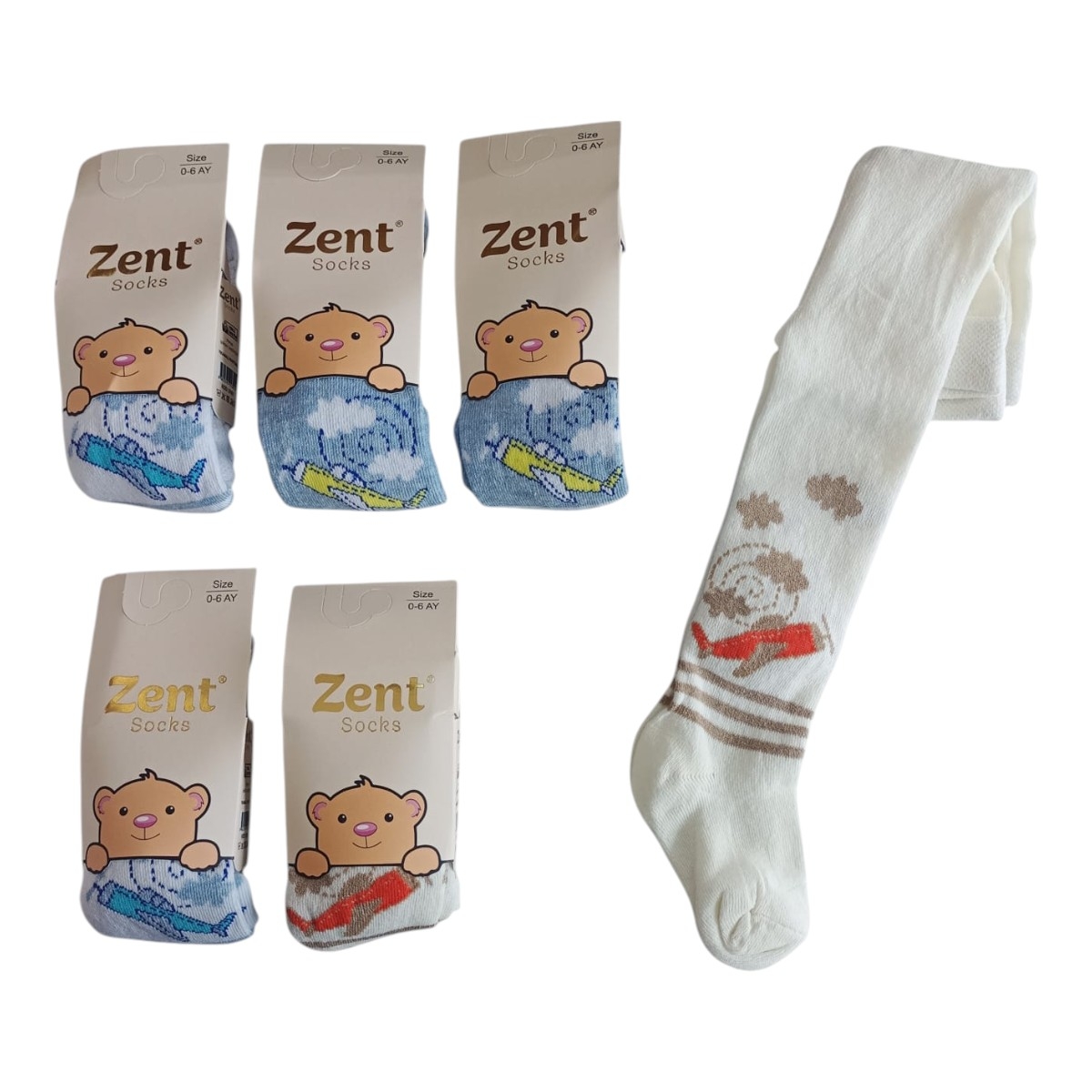 ZENT 0001-1 6-12AY ERKEK DESENLİ KÜLOTLU ÇORAP