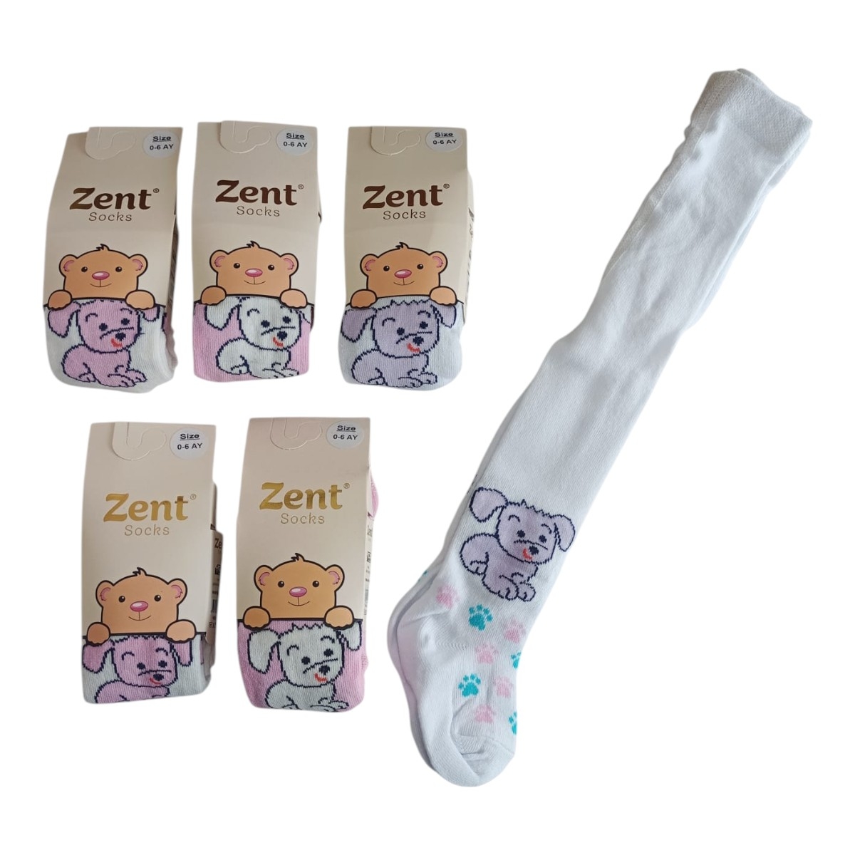 ZENT 0001-4 0-6AY KIZ DESENLİ KÜLOTLU ÇORAP