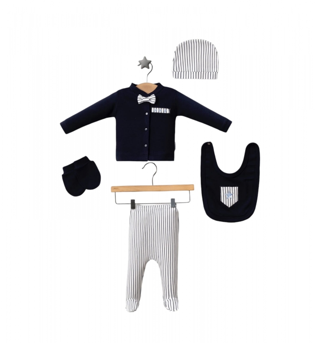BABY ZUHU 009 0-3AY 3 YILDIZ NAKIŞLI 5 Lİ SET