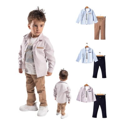 ÇELİX 4346 5-8Y BASKILI FİLATOLU GÖMLEKLİ TAKIM
