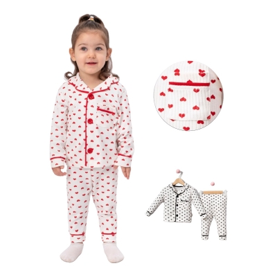 DOLAŞ 1087 6-24AY KALP BASKILI PİJAMA TAKIM