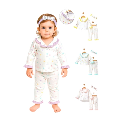 DOLAŞ 1100 6-24AY RENKLİ KALP BASKI BANDANALI TAKIM