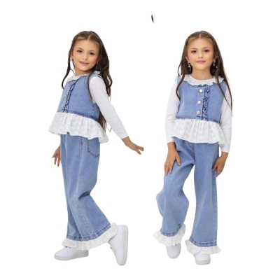 İNCİLAY 2604 6-10Y JEANS 3 LÜ KIZ TAKIM