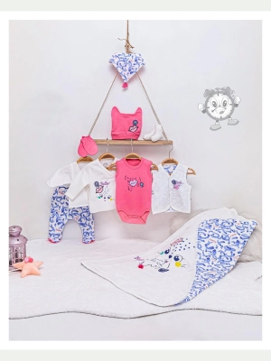 ÖPÜCÜK KIZ YELEKLİ 10 LU SET PEMBE
