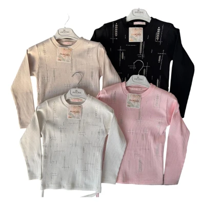 PANÇİKO 7706 5-8Y ÖN TAŞLI YAPRAK BASKI SWEAT