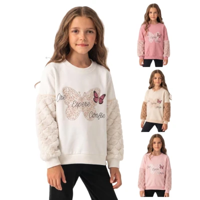 PANÇİKO 7905 9-12Y KELEBEK BASKI KOL PELUŞ SWEAT
