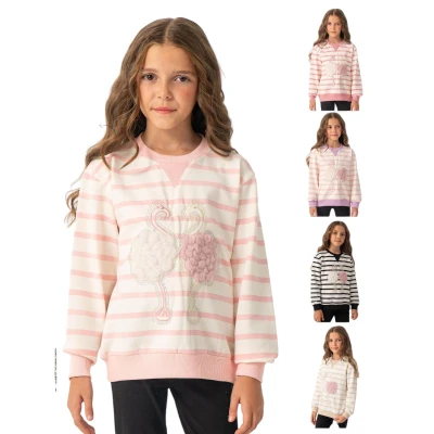 PANÇİKO 7925 5-8Y ÇİZGİLİ FLAMİNGO SWEAT