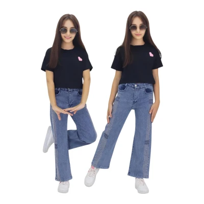 TATİ 1220-1 6-10Y TAŞLI MAVİ KOT PANTOLON
