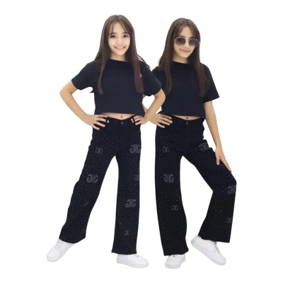 TATİ 1222-1 6-10Y SİYAH TAŞLI PANTOLON