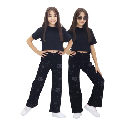 TATİ 1223-2 11-15Y SİYAH TAŞLI PANTOLON