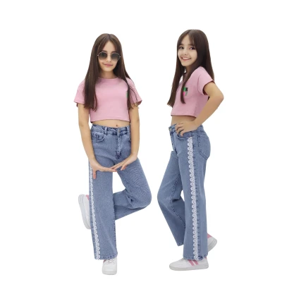 TATİ 1435-2 11-15Y DANTELLİ KIZ KOT PANTOLON