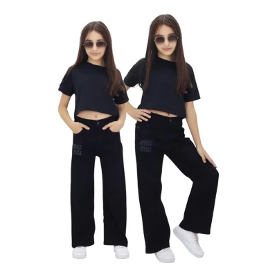 TATİ 1440-1 6-10Y SİYAH NAKIŞLI PANTOLON