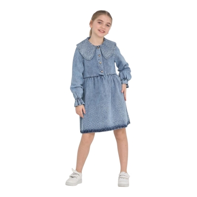 YUFİİ 3025 2-7Y TAŞLI KOT ELBİSE